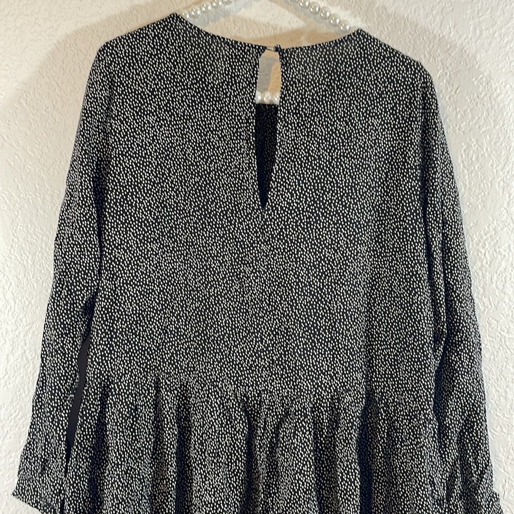 H&M Black & White Polka Dot Cottagecore Long Sleeve Flowy Dress Size Small - Picture 5 of 8
